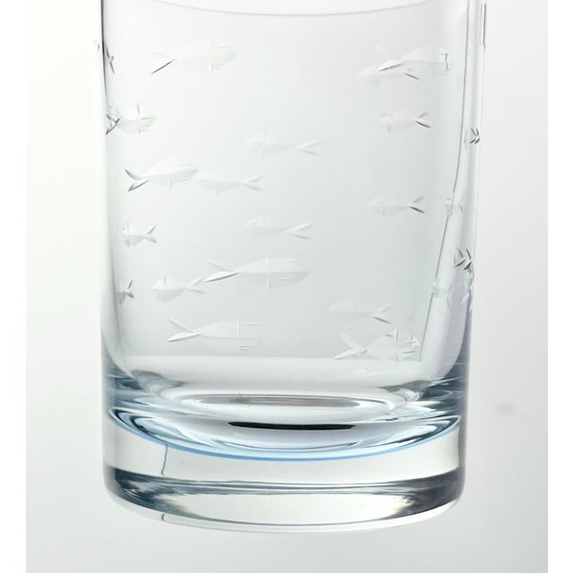 Crate & Barrel “Reef, Blue” 6 Double Old Fashioned Tumbler Glasses For Sale In Dallas - Image 6 of 6