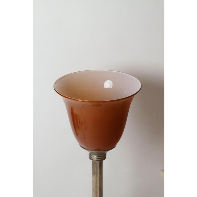French Art Deco Style Table Lamp with Brown Overlay Glass, 1980s For Sale - Image 16 of 17