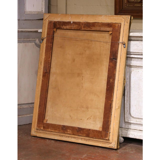 19th C. Italian Oil Painting of Holy Family With Saint John in Giltwood Frame For Sale - Image 9 of 9