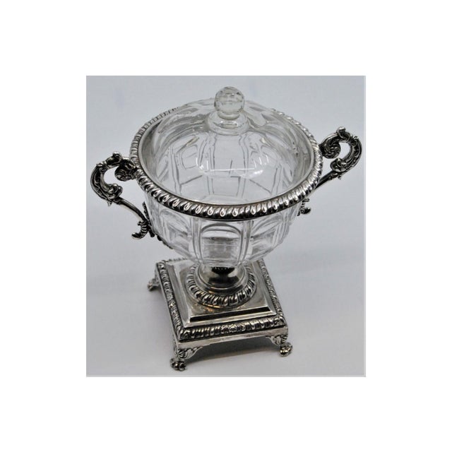 Cut Glass Compote with Silver Structure and Removable Lid For Sale - Image 3 of 8