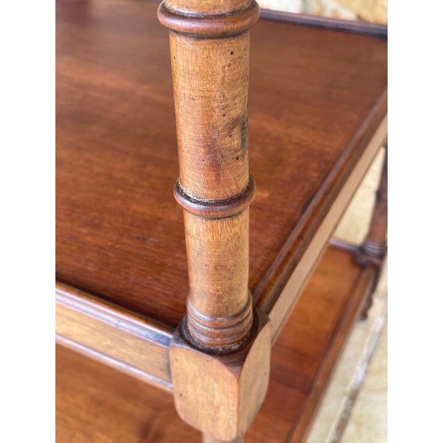 Three-Tiered Walnut Turned Wood Side Table, 1930s For Sale - Image 9 of 16