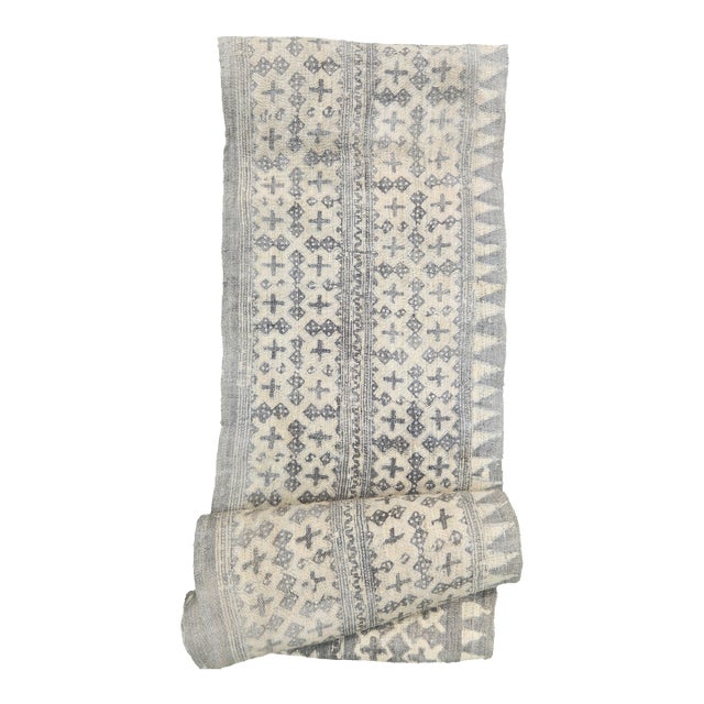 Hand Woven Silver Cross Batik Fabric Roll 6yds For Sale