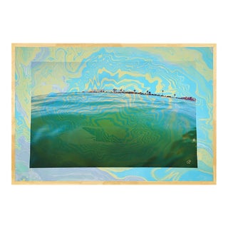 Electric Tide Marbling & Photography, Ink on Archival Paper, Oak Frame For Sale