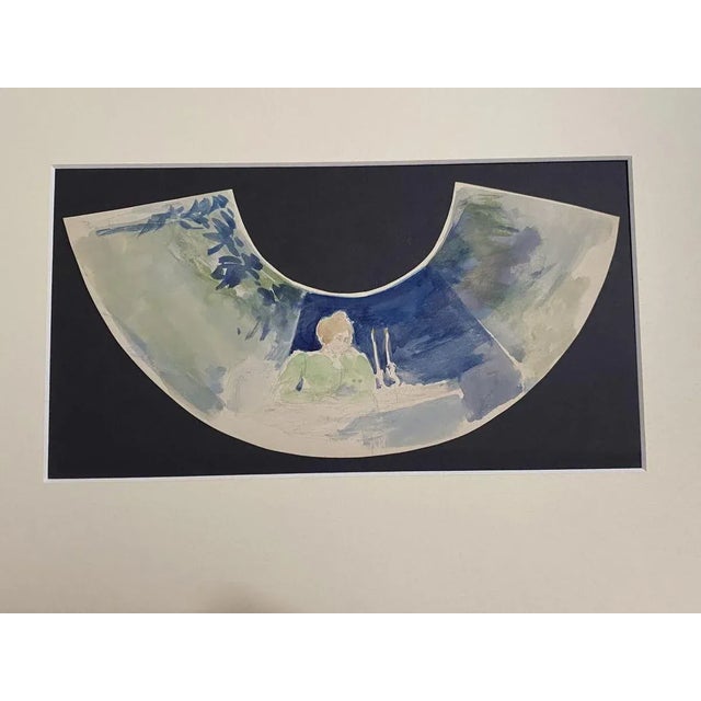 Figure for fan'' is an original watercolor drawing on ivory-color paper by Karl Hanny (1879-1972). In excellent...