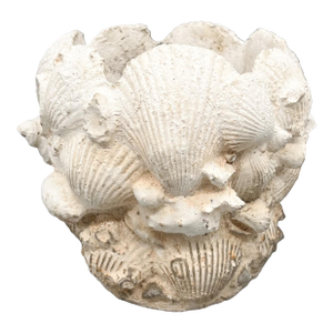 Vintage Coquillage Cast Concrete Shell Planter - Coastal, Grotto, Organic Modern, Architectural, European Cottage