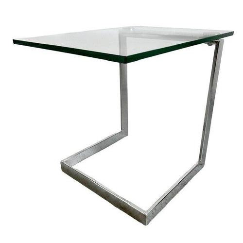 Vintage Postmodern Glass Side Table in Chrome from Gebra, Germany, 1980s For Sale - Image 5 of 6