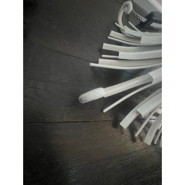 White 1960s Mid Century / Hollywood Regency White Powered Coated Wheat Sheaf Side Table With Glass Top For Sale - Image 8 of 9