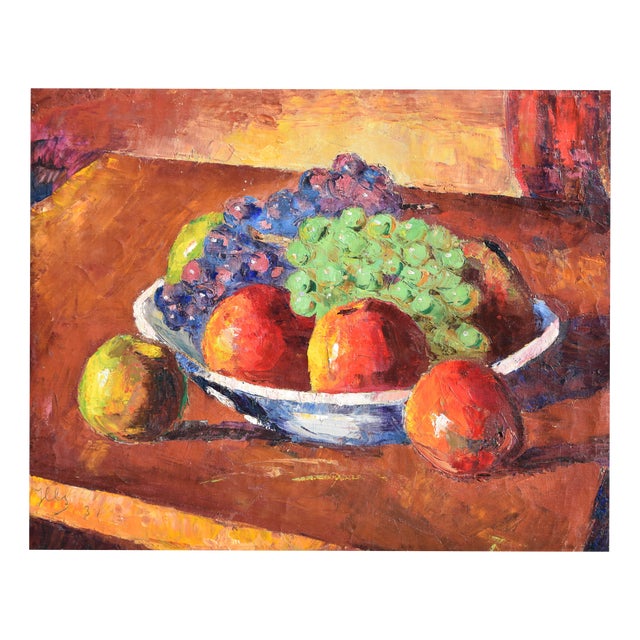 Jean Lehmann, Still Life with Apples and Grapes, 1931, Oil on Canvas For Sale