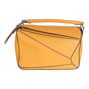 Yellow Grained Calfskin Small Puzzle Bag