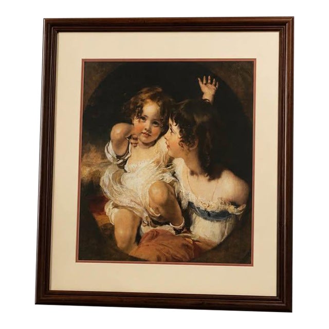 1980s Classic Portrait-Style Framed Wall Art With Cream Mat, 32” X 32” For Sale