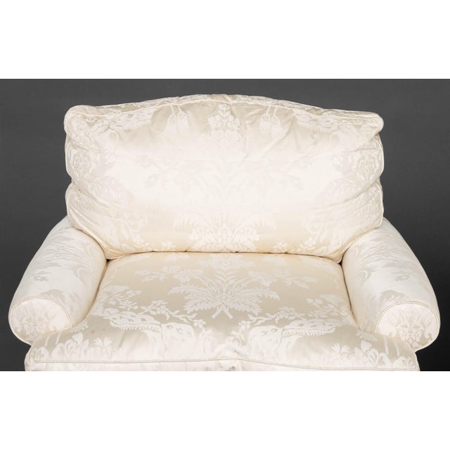 Fine Arts Furniture Co. White Silk Damask Upholstered Easy Chairs, Pair For Sale - Image 4 of 6