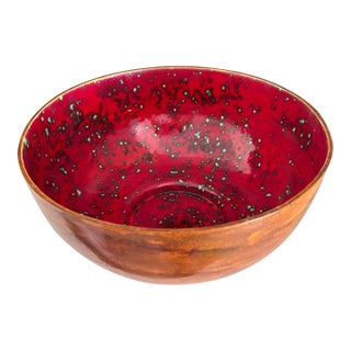 1960s Glazed Pottery Bowl, Signed For Sale