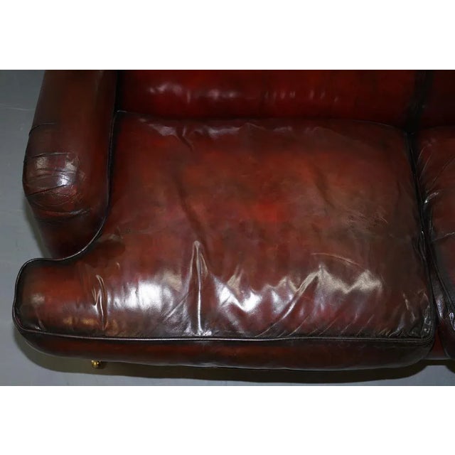 Reddish Brown Leather Sofa For Sale - Image 6 of 18