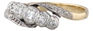 0.14ctw Diamond Bypass Ring 18k Gold Platinum Size 8.5 Wedding Anniversary