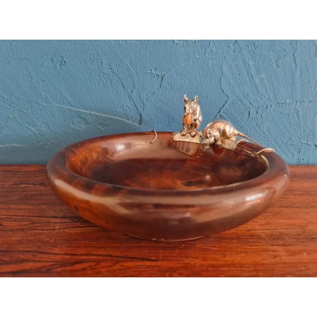 Large Nut Bowl in Precious Wood with 2 Mice from Schleißner Hanau Silber For Sale - Image 3 of 9