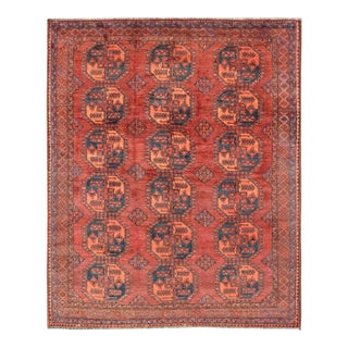 Early 20th Century Turkomen Ersari Rug in Wool With Repeating Sub-Geometric Gul Design For Sale
