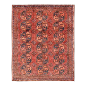 Early 20th Century Turkomen Ersari Rug in Wool With Repeating Sub-Geometric Gul Design