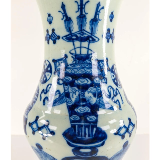 Antique Chinese Pale Celadon and Blue Yen Yen Vase For Sale In New York - Image 6 of 13