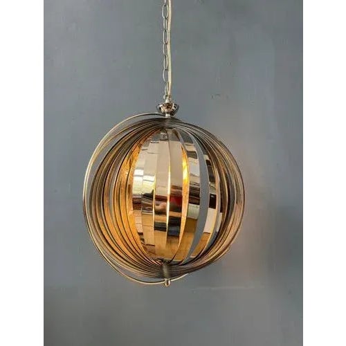 Henri Mathieu Chrome Moon Spiral Hanging Lamp by Henri Mathieu For Sale - Image 4 of 11