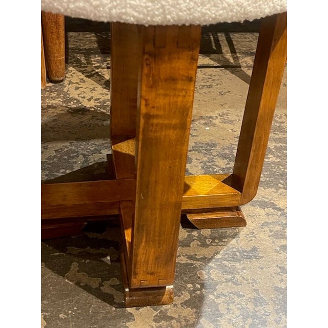 Mid-Century Modern Pair of Italian MCM Art Deco Walnut Stools For Sale - Image 3 of 4
