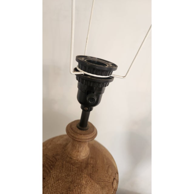Vintage Natural Wood Urn Table Lamps, Turned Solid Oak / Ash Style - a Pair For Sale - Image 4 of 18