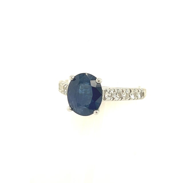 Natural Sapphire Diamond Ring Size 7 14k W Gold 3 TCW Certified $2,990 216680 This is a Unique Custom Made Glamorous Piece...