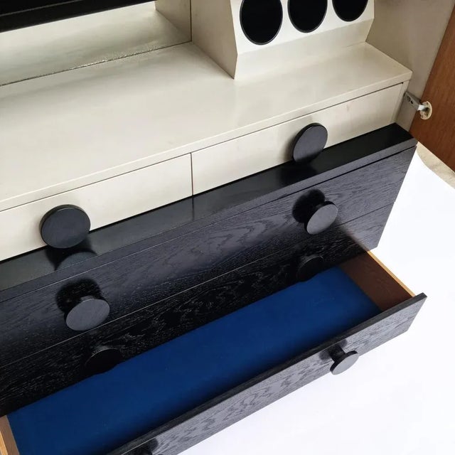 Black Brutalist Black Bar Cabinet with Two Doors and Three Drawers, Belgium, 1970s For Sale - Image 8 of 13