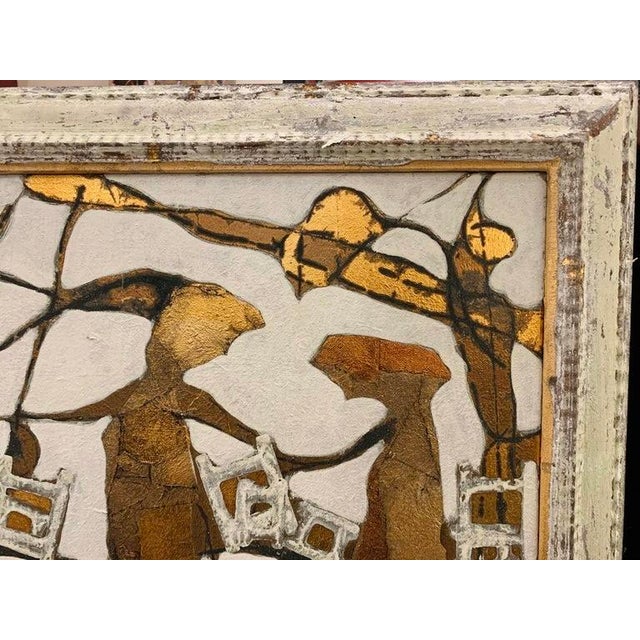 2010s Andrea Stella "The Home of the Muses" Gold Leaf Oil Mixed Media Painting, Figurative, Italian Contemporary Art, 2010 For Sale - Image 5 of 10