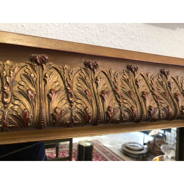 1940s Vintage Mirror With Ornate Gilt Wood Frame For Sale - Image 5 of 6