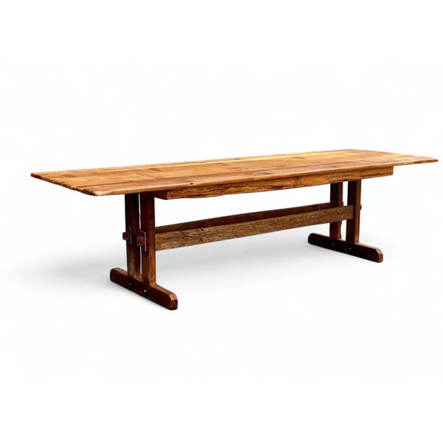 Reclaimed Wood Farmhouse Trestle Harvest Dining Table 42 W For Sale In Columbia, SC - Image 6 of 9