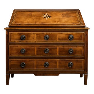 Louis XVI Chest of Drawers in Burr Walnut with Marquetry Decoration For Sale