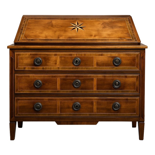 Louis XVI Chest of Drawers in Burr Walnut with Marquetry Decoration For Sale