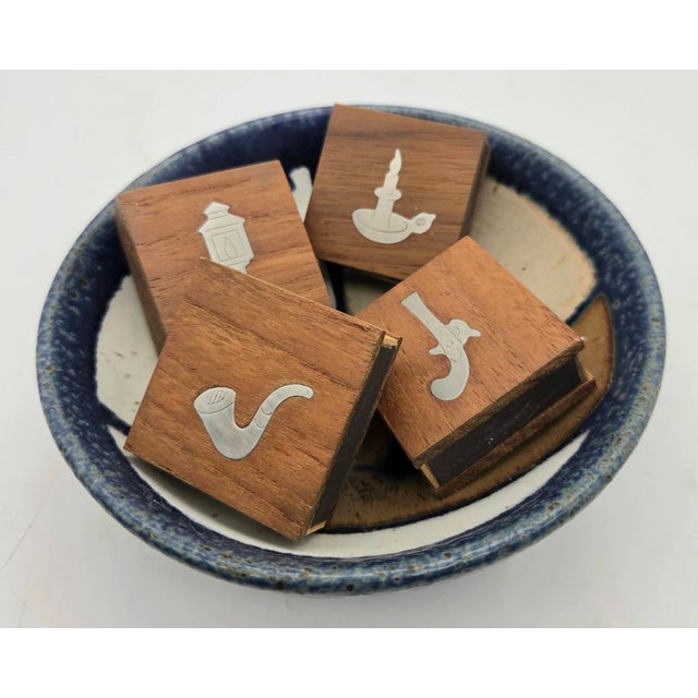 1960s Dansk Teak Wood & Pewter Match Boxes, Set of 4 For Sale - Image 10 of 12