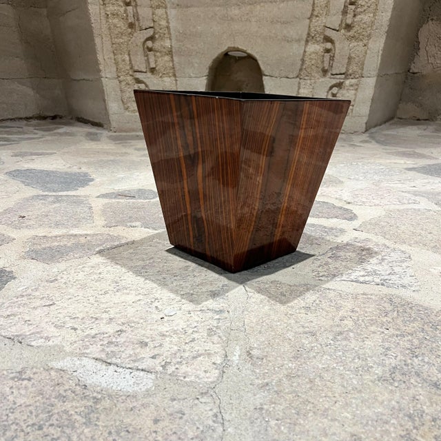 1970s 1970s MCM Walnut Wood Planter Box Jardiniere Waste Basket For Sale - Image 5 of 9