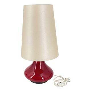 Vintage Floor Lamp with Illuminated Red Glass Base, 1970s For Sale