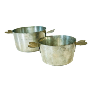 Vintage French Set of Two Cordon Bleu Charlotte Pans With Heart Handles Sauce Russe Pots