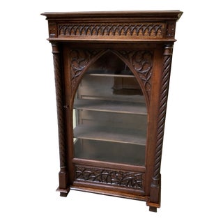 Neo-Gothic Display Cabinet in Oak For Sale