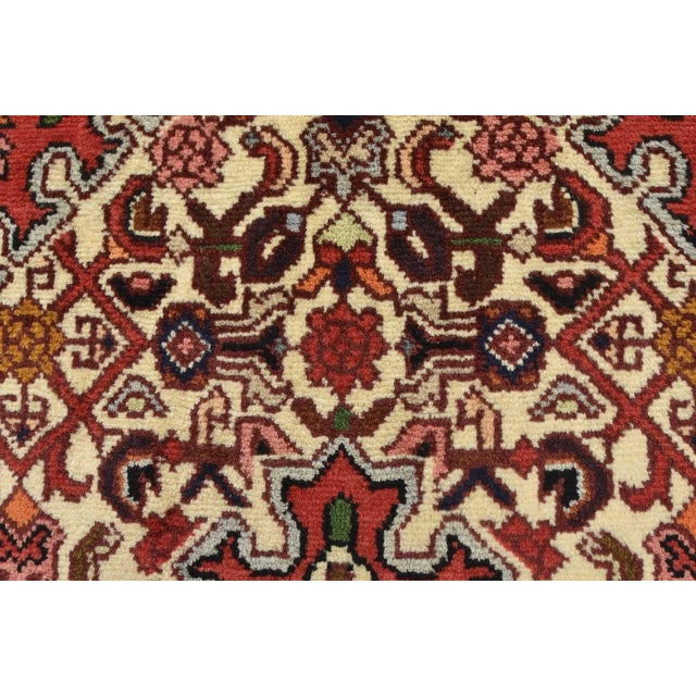 Ivory Hamedan Rug 3'5'' X 5' Ivory Wool Vintage Tribal Hand-Knotted Oriental Carpet For Sale - Image 8 of 12