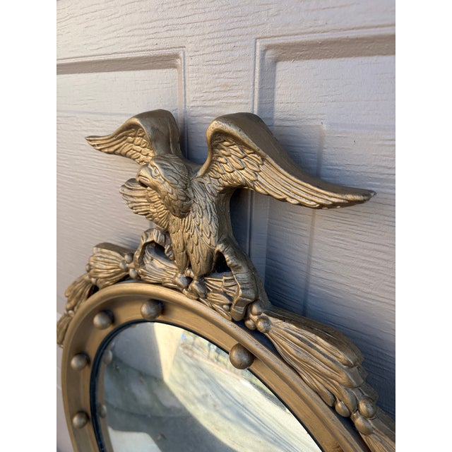 American Federal Giltwood Eagle Bullseye Convex Mirror For Sale - Image 4 of 14