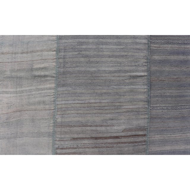 Measures: 13'2 x 16'0 Vintage Turkish Kilim Rug With Striped Patterns in Muted Tones 13'2 x 16'0. Keivan Woven Arts / Rug...