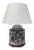 Small Asian Navy White Porcelain Table Lamp For Sale