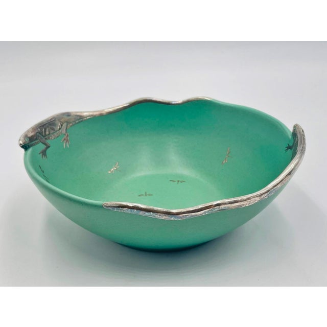Emilia Castillo Porcelain & Pure Silver Lizard Bowl, Taxco Mexico, Signed 1996 For Sale In Los Angeles - Image 6 of 18