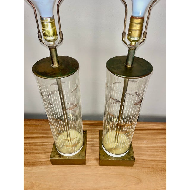 Brass 1950’s Atomic Cylinder Lamps - A Pair For Sale - Image 8 of 12