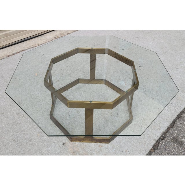 Mid 20th Century Patinaed Brass Octagonal Cocktail Table After Milo Baughman For Sale In Washington DC - Image 6 of 8