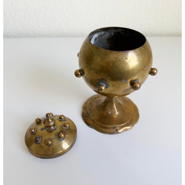 Vintage Studded Brass Orb Box For Sale In Sacramento - Image 6 of 9