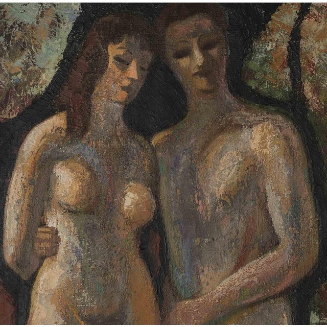 The couple is an artwork attribuited to Edgar Stoebel (1909-2001). 81 x 54 cm; no frame. Oil painting on canvas. Good...