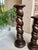 Pair Set of 2 Antique French Pedestal Stand Barley Twist Oak Large Plant Columns For Sale In Dallas - Image 6 of 18