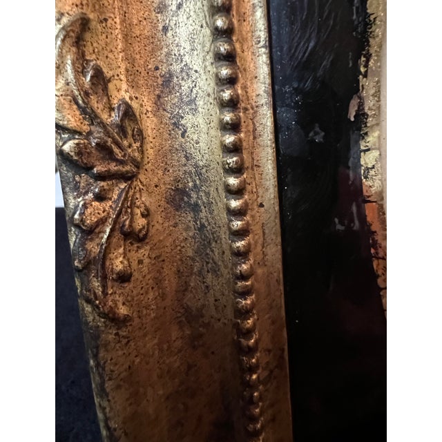 Antique Georgian Silk Embroidery Exotic Bird Painting in Verre Eglomise Gilt Frame For Sale - Image 9 of 14