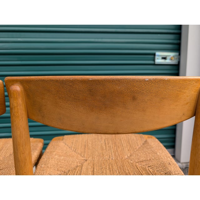1950s Borge Mogensen by Karl Andersson Öresund Swedish Oak Rush Dining Chairs Set of 3 For Sale - Image 15 of 18