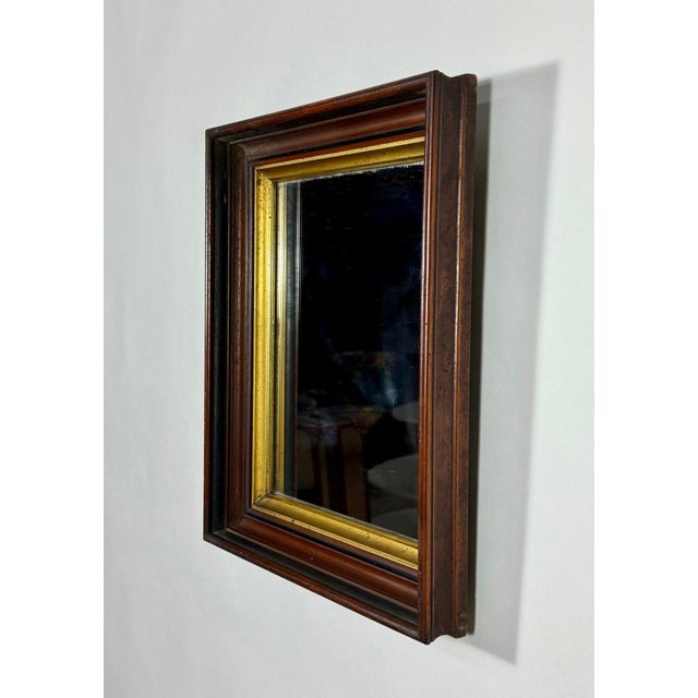 Late 19th Century Antique American Victorian Walnut Mirror With Gilt Trim For Sale - Image 5 of 9